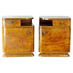 Art Deco Bedside Tables In Wood, Czechoslovakia 1940s