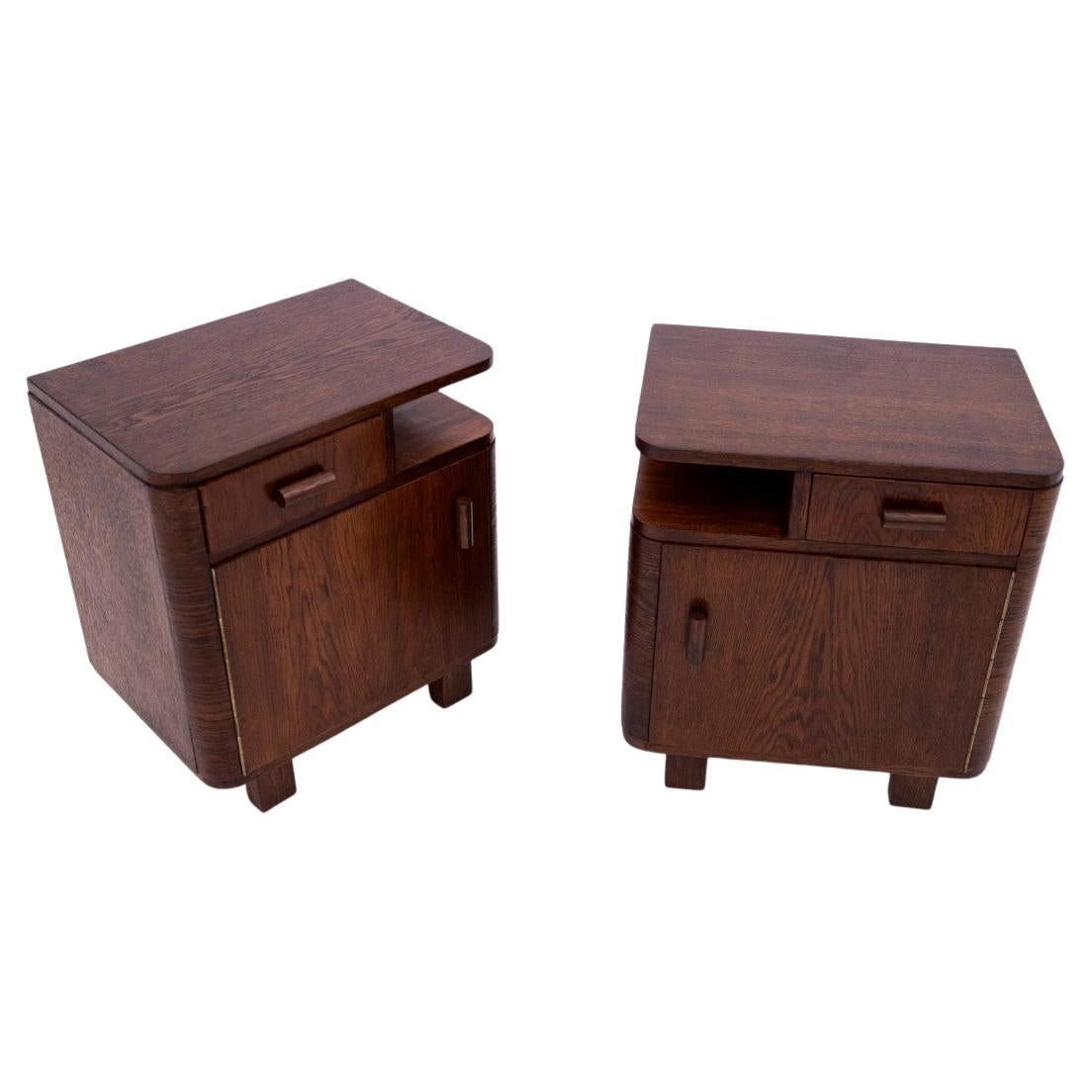 Art Deco bedside tables, mid-20th century, Poland.