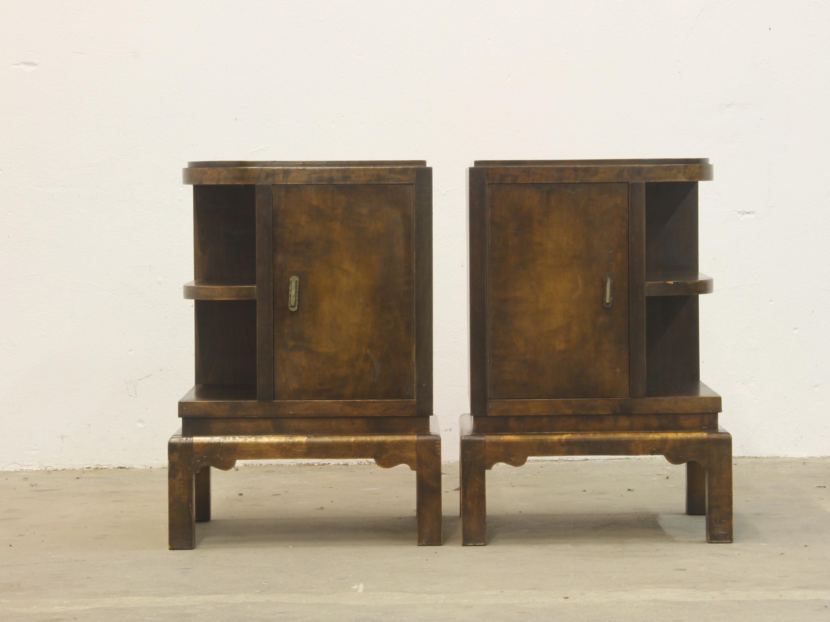 Art Deco Bedside Tables, Nighstand, 1930s Danmark For Sale 9