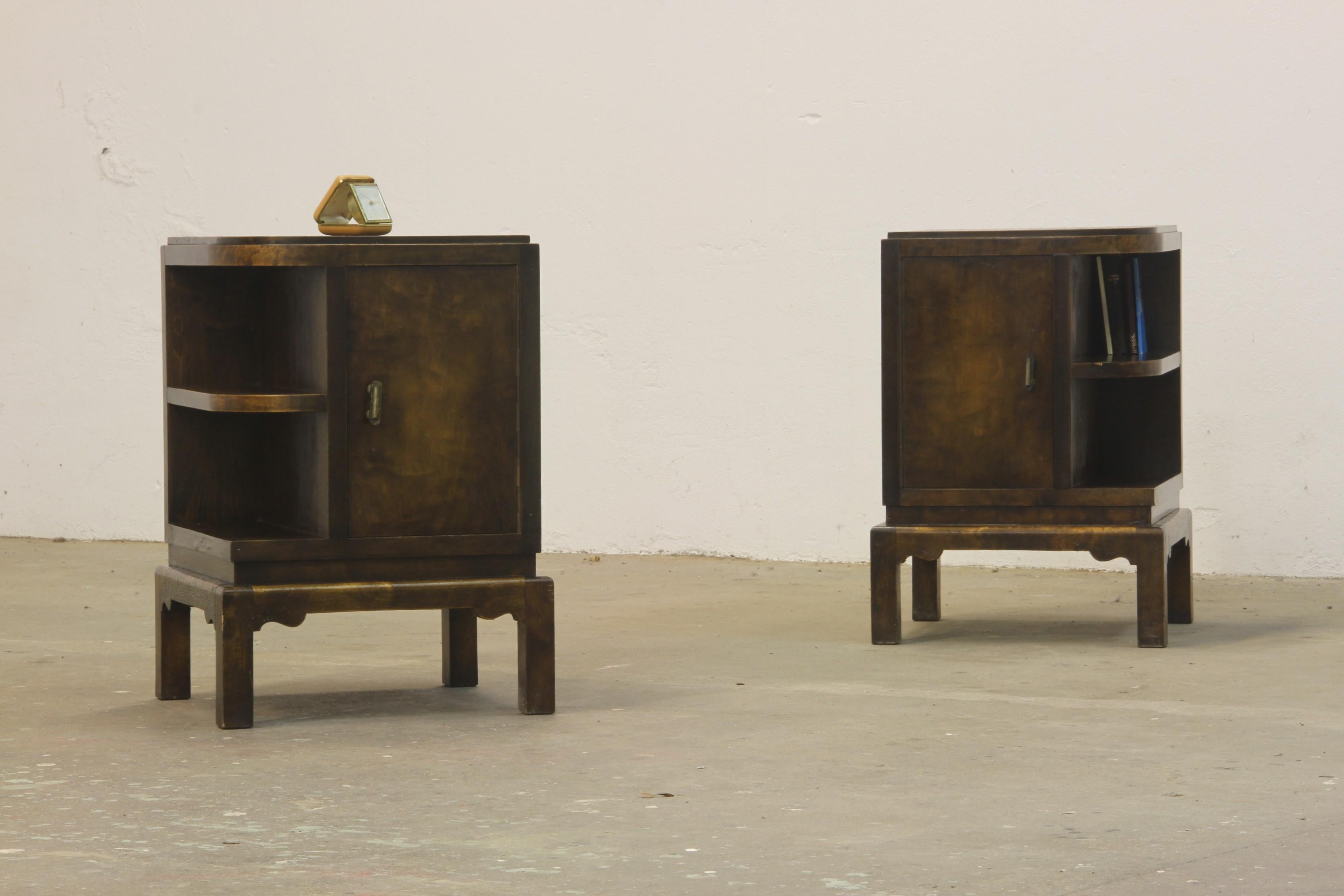 Art Deco Bedside Tables, Nighstand, 1930s Danmark For Sale 14
