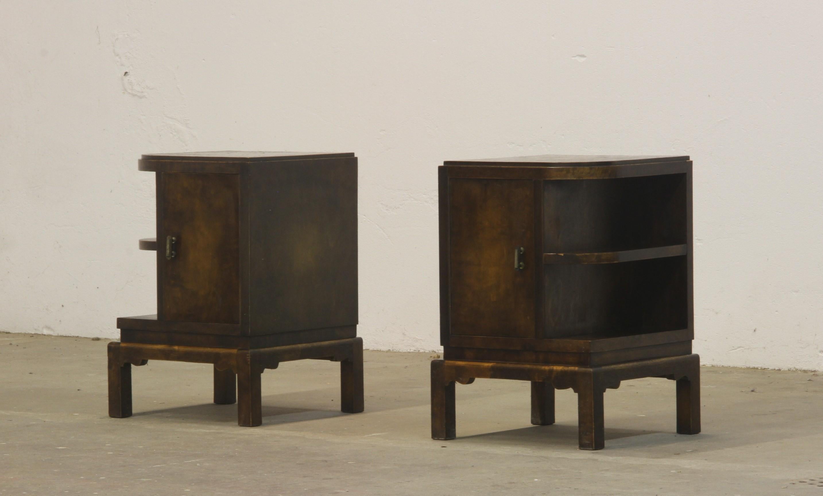 Danish Art Deco Bedside Tables, Nighstand, 1930s Danmark For Sale