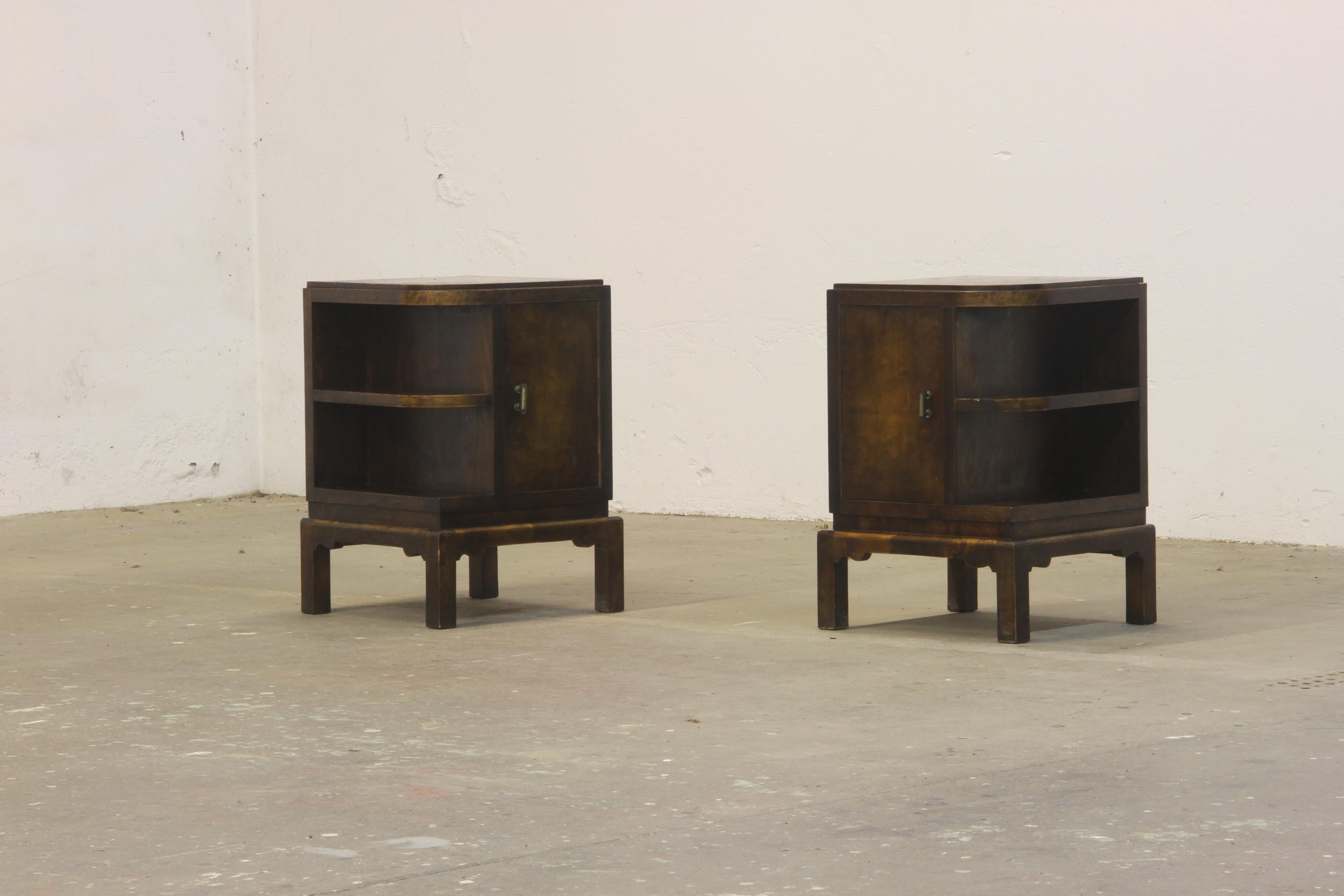 Art Deco Bedside Tables, Nighstand, 1930s Danmark In Good Condition For Sale In Store Heddinge, DK