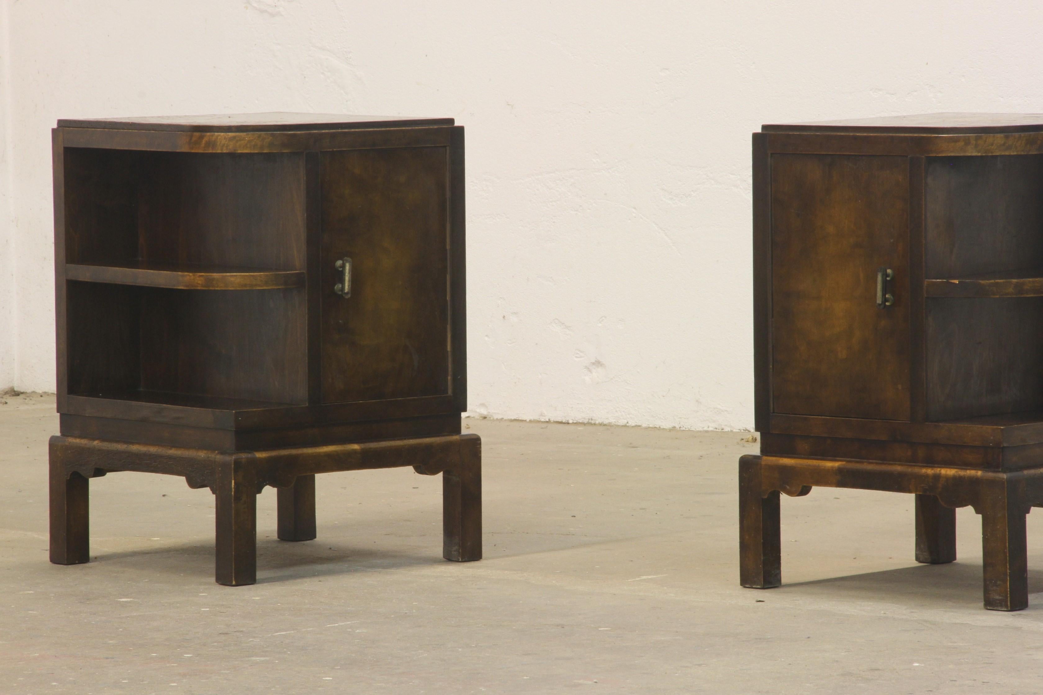 Mid-20th Century Art Deco Bedside Tables, Nighstand, 1930s Danmark For Sale