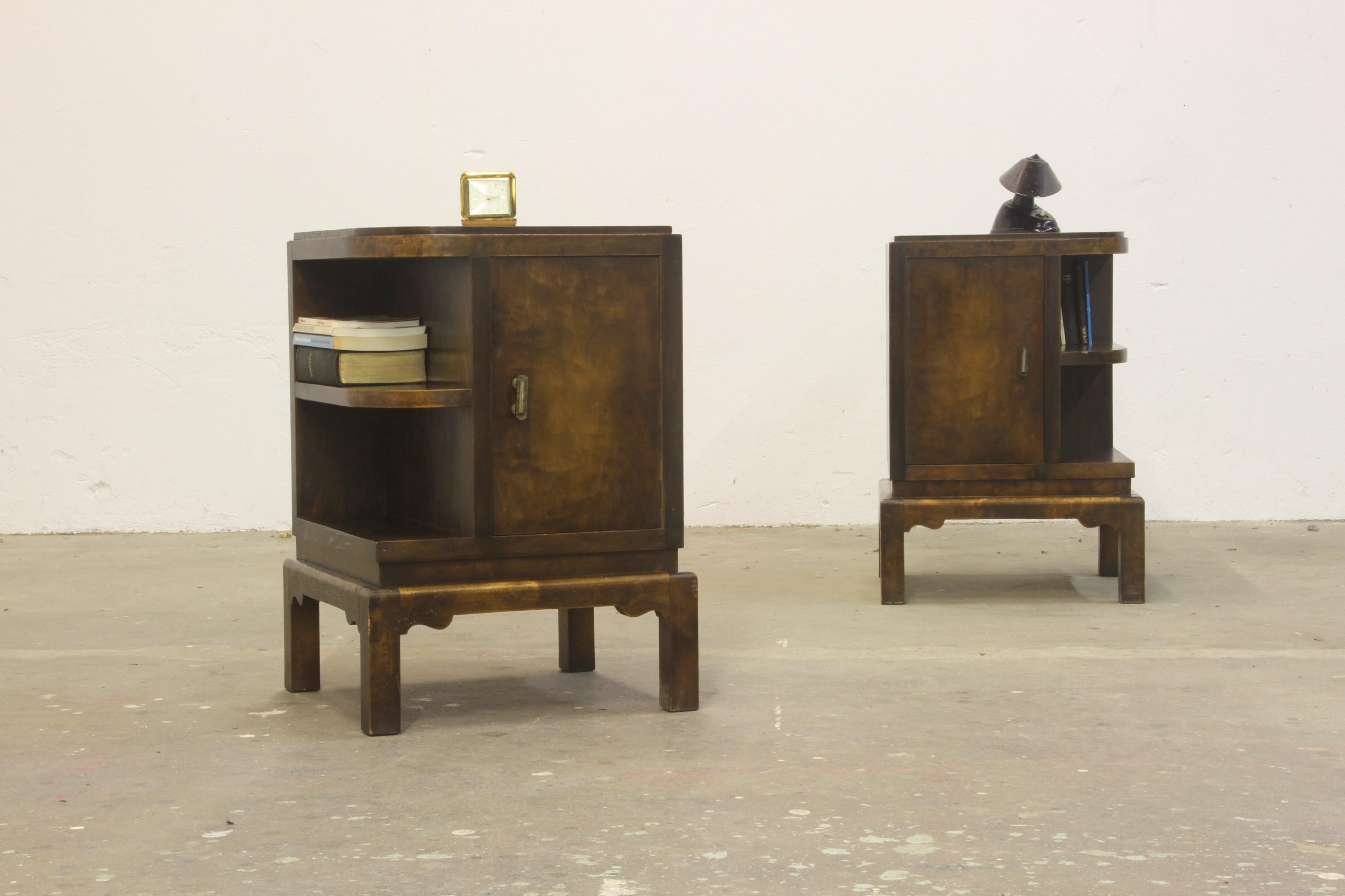 Beech Art Deco Bedside Tables, Nighstand, 1930s Danmark For Sale