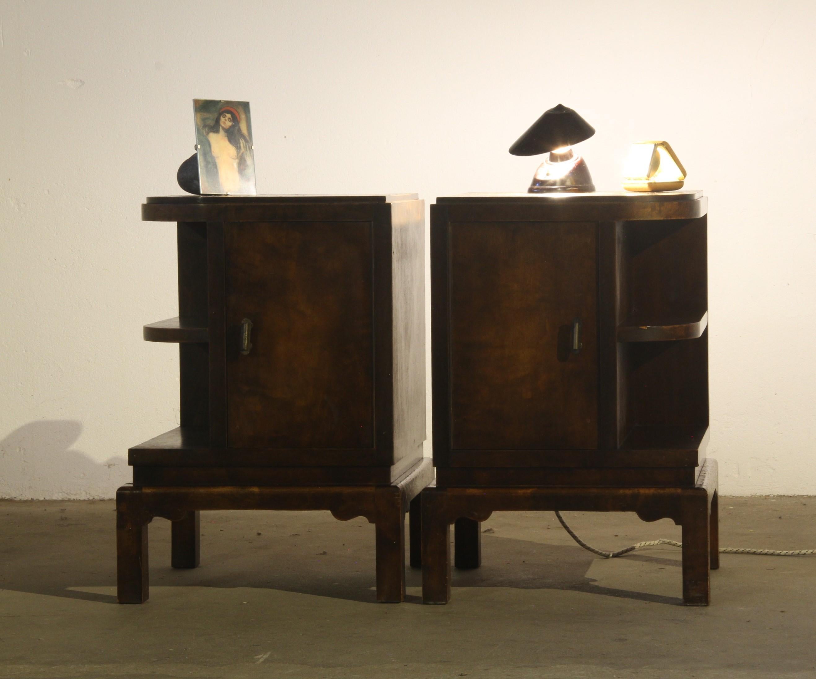 Art Deco Bedside Tables, Nighstand, 1930s Danmark For Sale 1