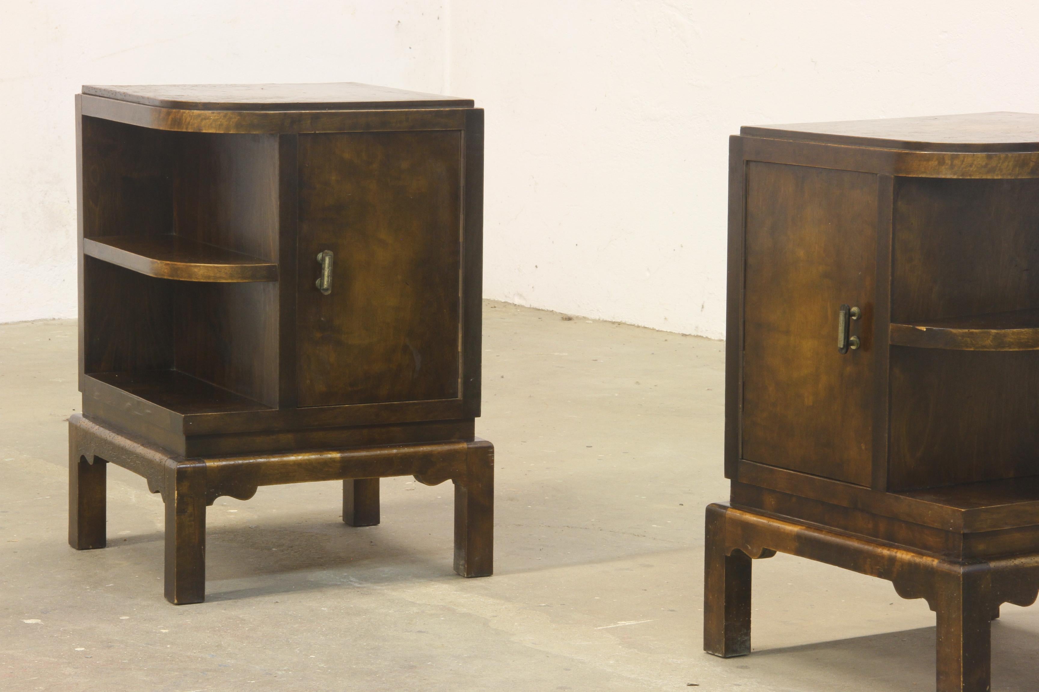 Art Deco Bedside Tables, Nighstand, 1930s Danmark For Sale 2
