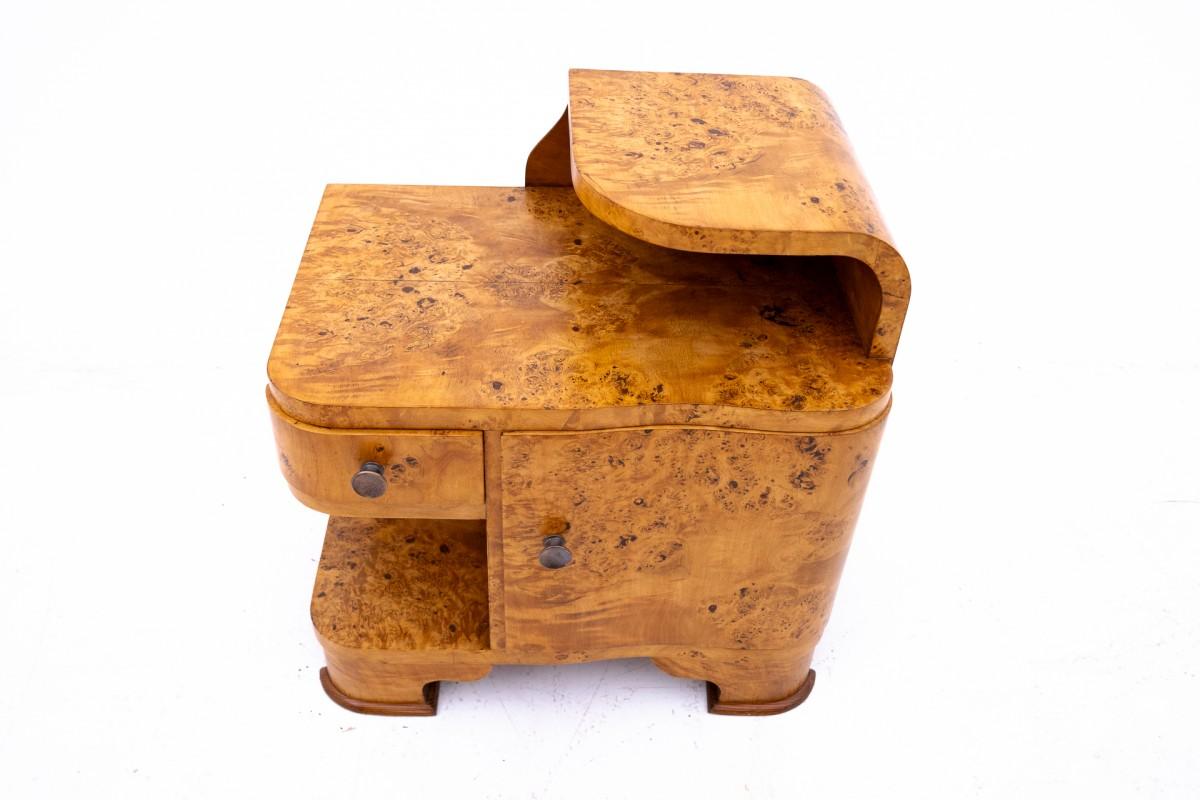 Mid-20th Century Art Deco bedside tables, Poland, 1940s. For Sale