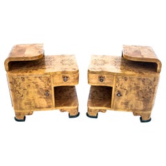 Art Deco Bedside Tables, Poland, 1940s