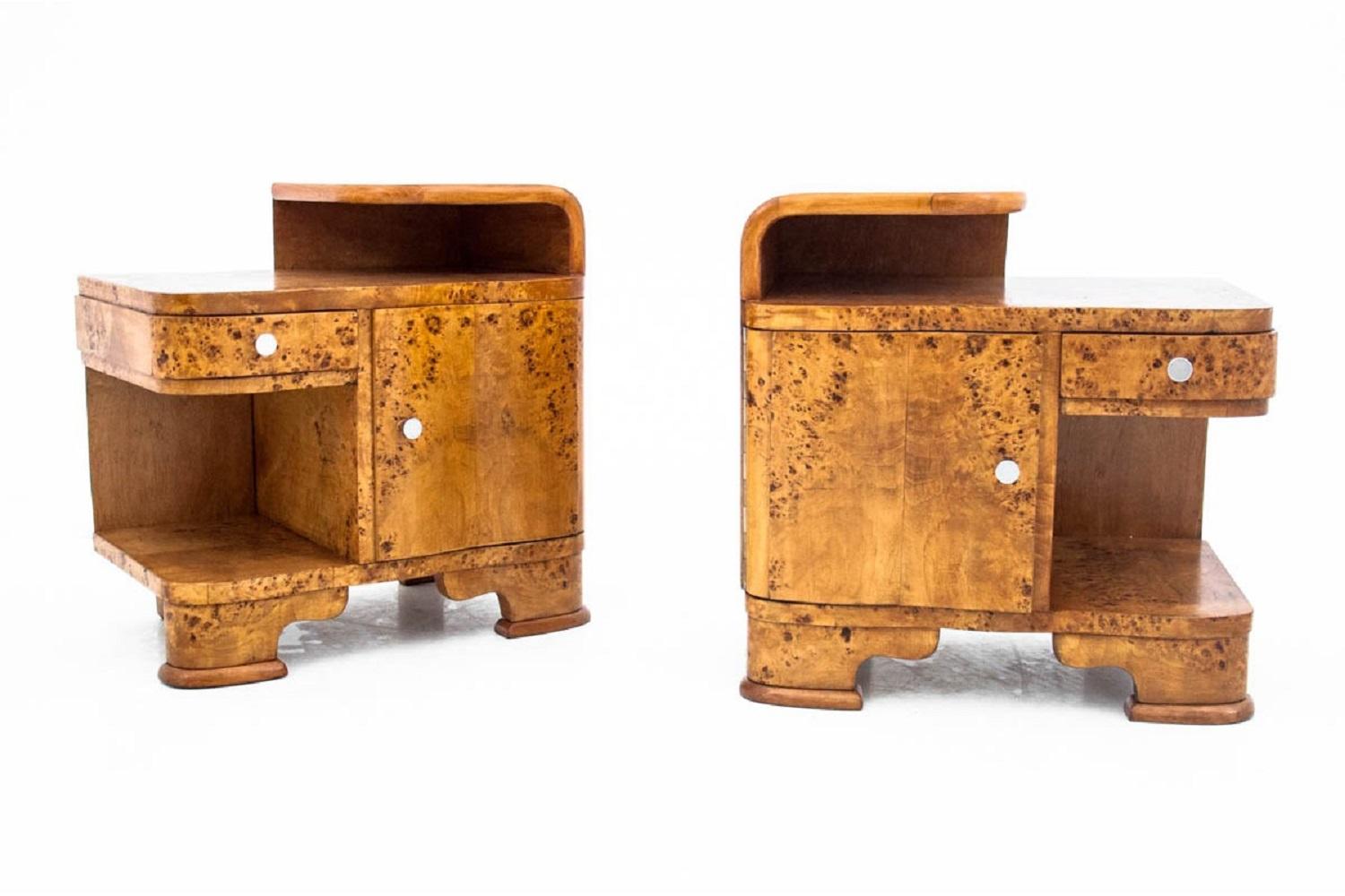 Art Deco Bedside Tables, Poland, 1950s, After Renovation 7