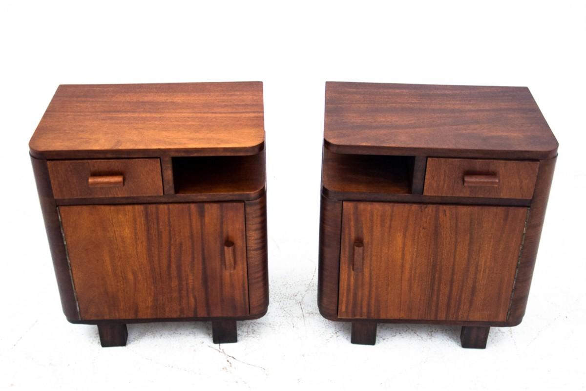 Art Deco Bedside Tables, Poland, 1950s, After Renovation 7