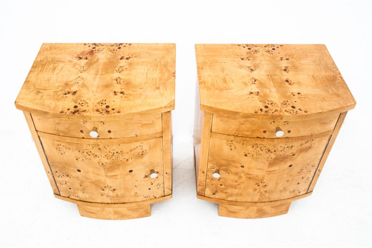 Art Deco bedside tables from the mid-twentieth century.

Furniture in very good condition, after professional renovation.

Dimensions: height 58 cm / width 48 cm / depth. 37 cm.