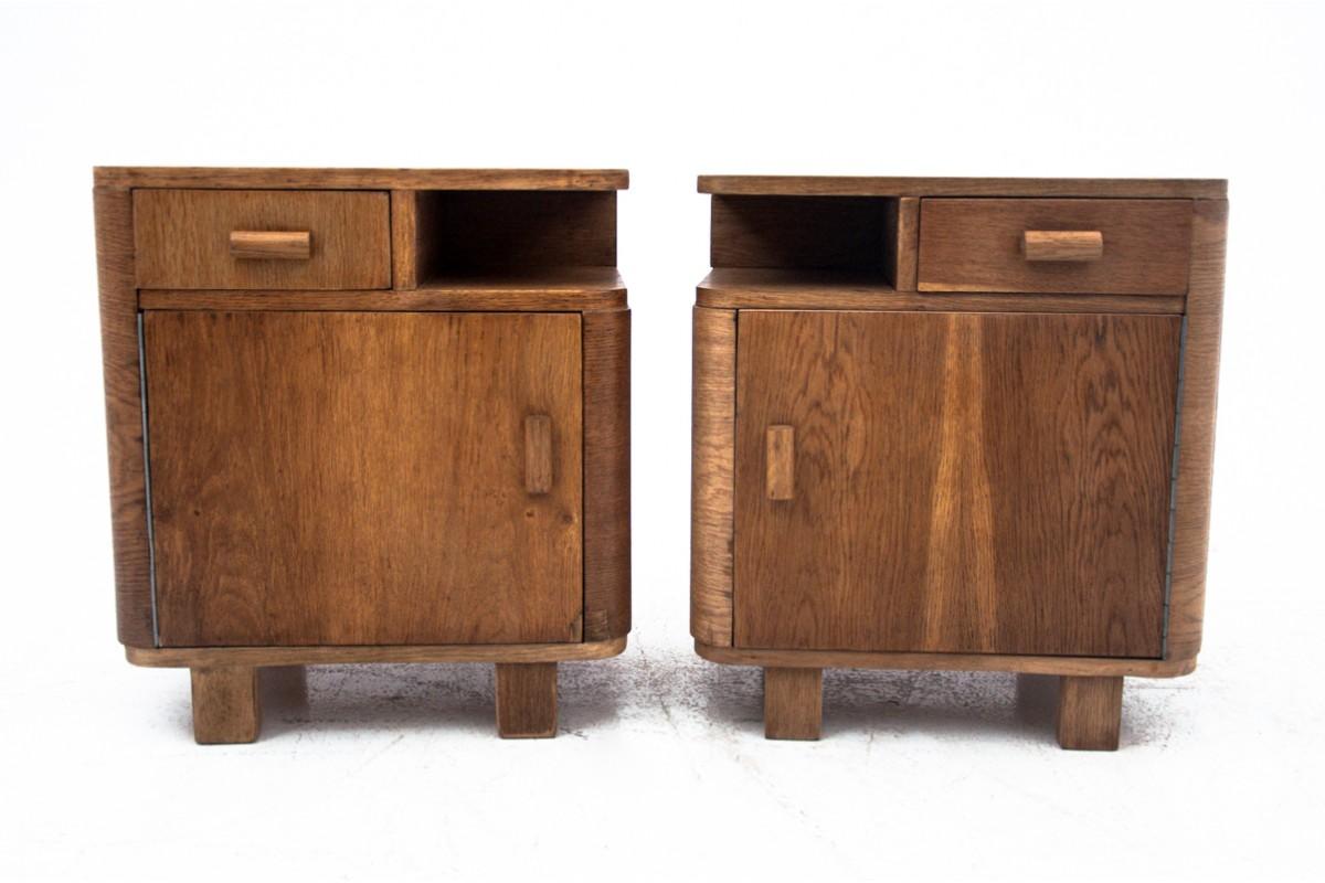 Art Deco Bedside Tables, Poland, 1950s, After Renovation In Good Condition In Chorzów, PL