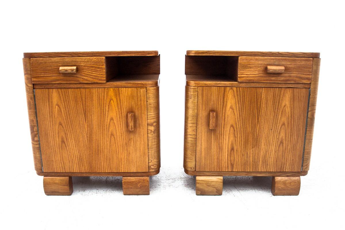 Art Deco Bedside Tables, Poland, 1950s, After Renovation 1