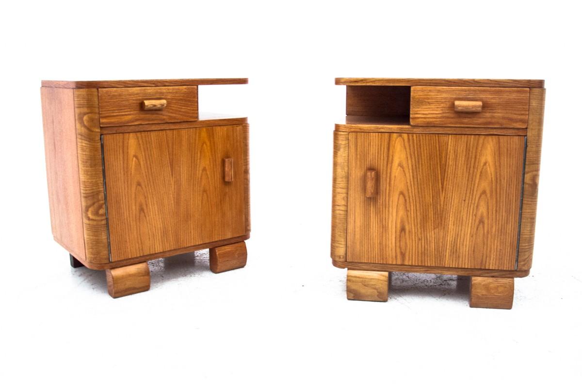 Art Deco Bedside Tables, Poland, 1950s, After Renovation 3