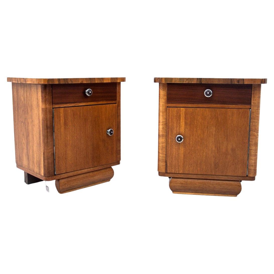 Art Deco Bedside Tables, Poland, 1950s. After Renovation