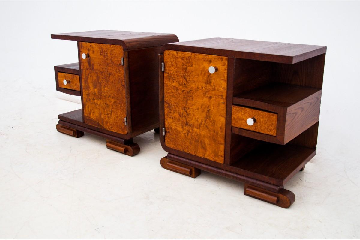 Art Deco Bedside Tables, Poland, 1950s In Good Condition In Chorzów, PL