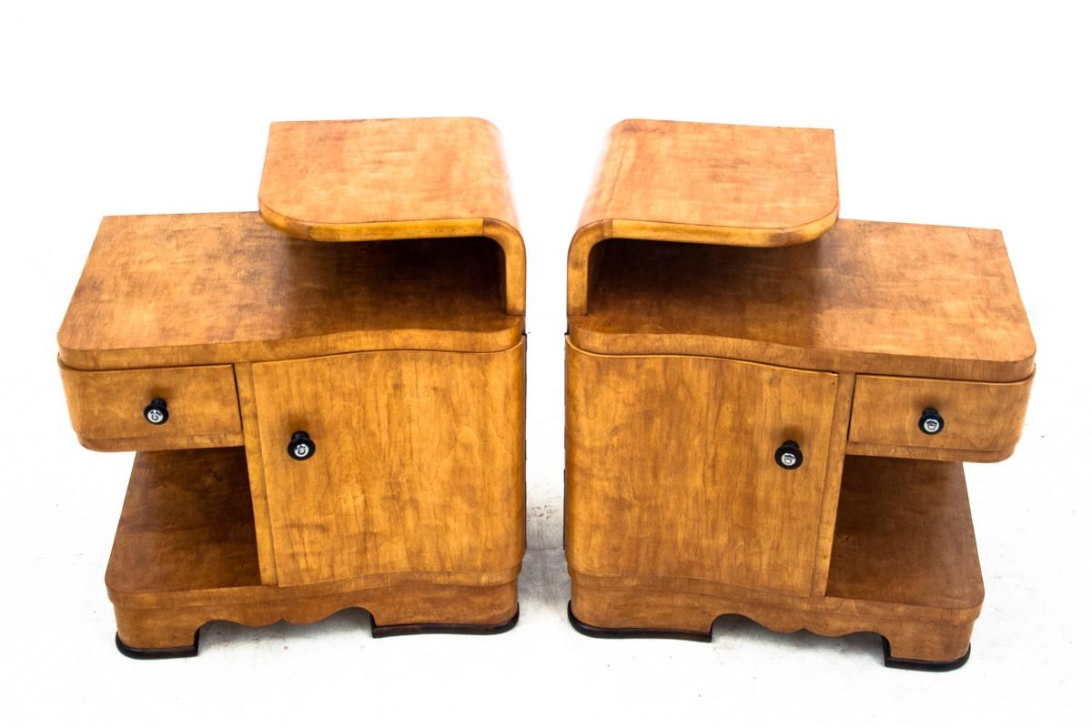 Art Deco Bedside Tables, Poland, 1950s In Good Condition In Chorzów, PL