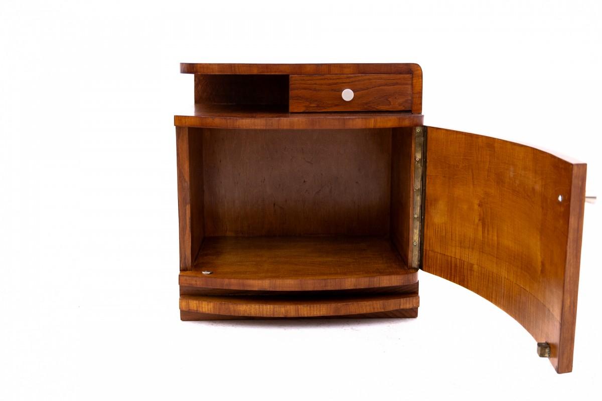 Wood Art Deco bedside tables, Poland, 1950s.