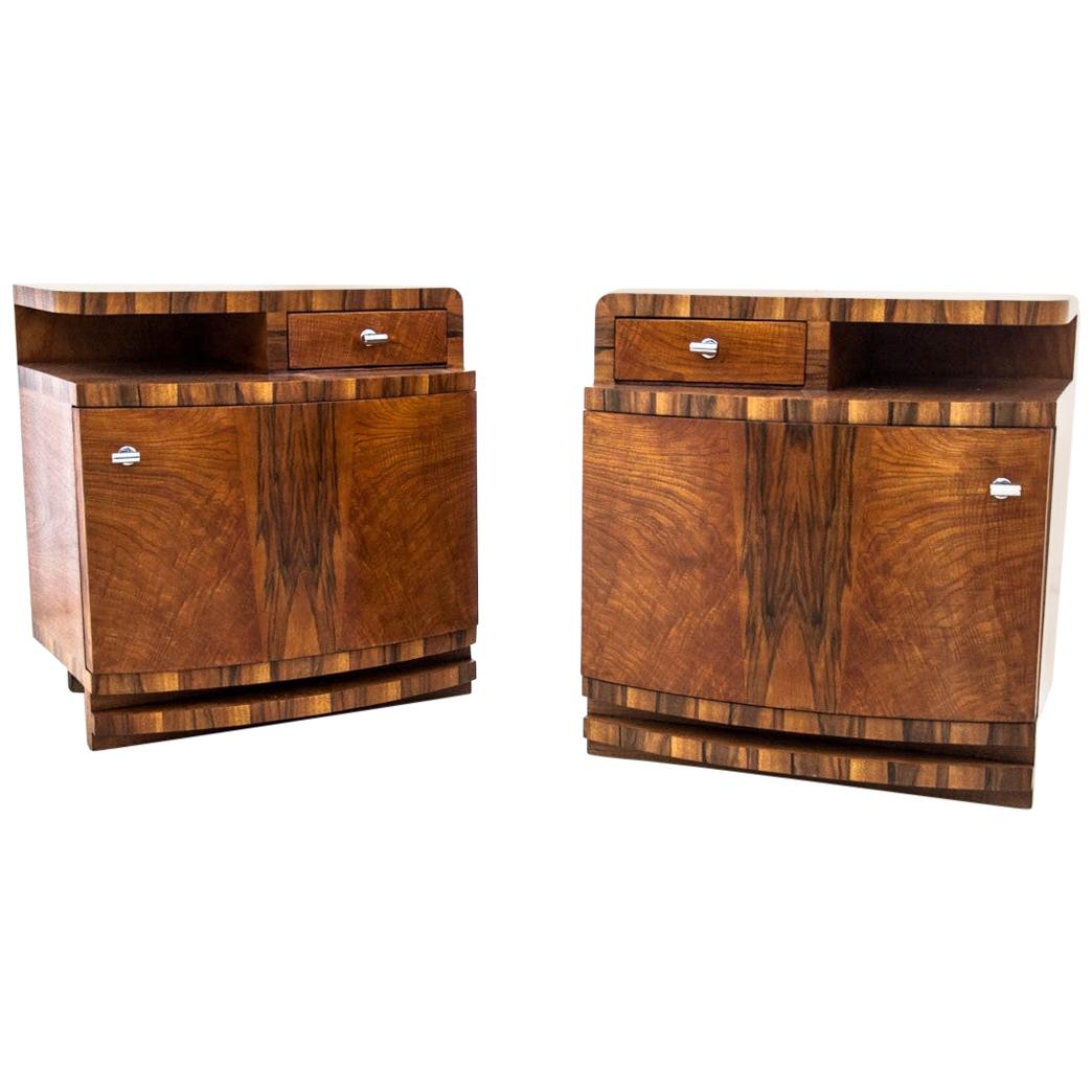 Art Deco Bedside Tables, Poland, 1950s