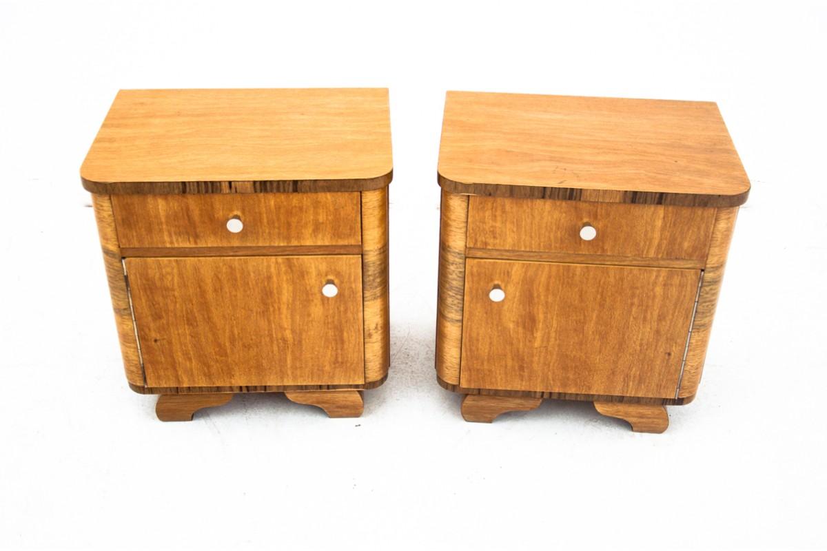 Art Deco Bedside Tables, Poland, 1960s In Good Condition For Sale In Chorzów, PL