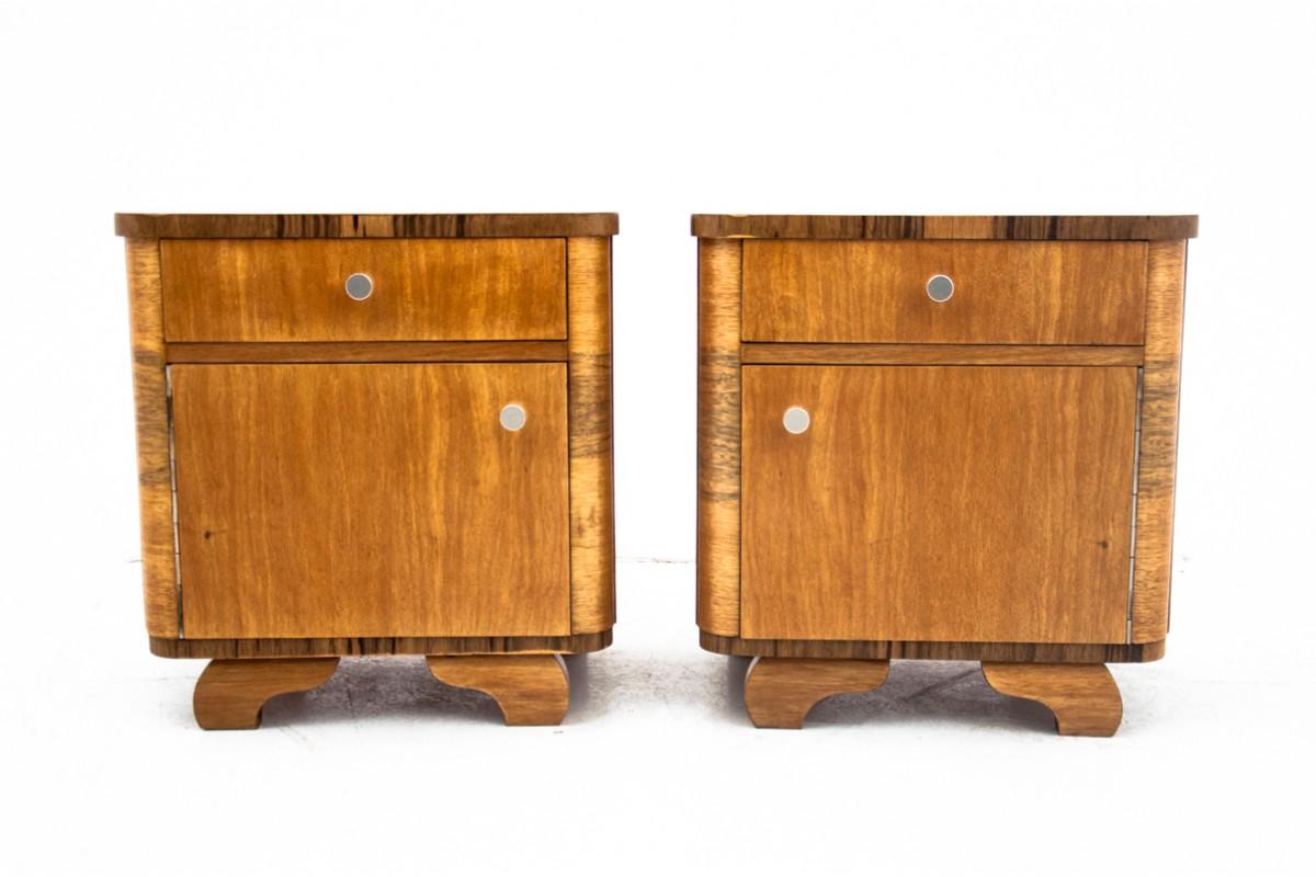 Mid-20th Century Art Deco Bedside Tables, Poland, 1960s For Sale
