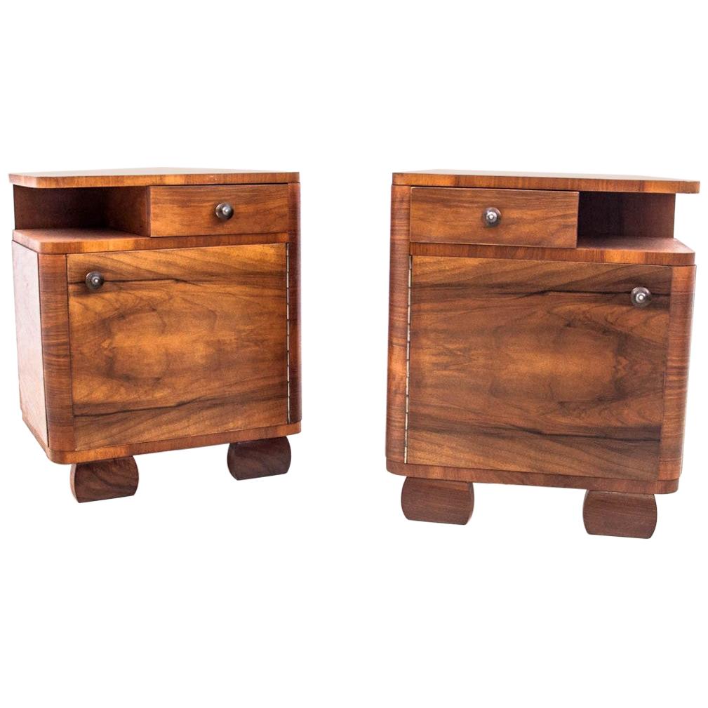 Art Deco Bedside Tables, Poland, 1960s