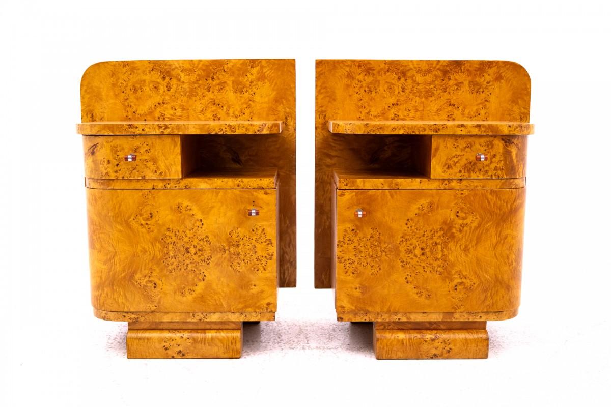 Tables de chevet Art déco, Pologne, vers 1930. Bon état - En vente à Chorzów, PL