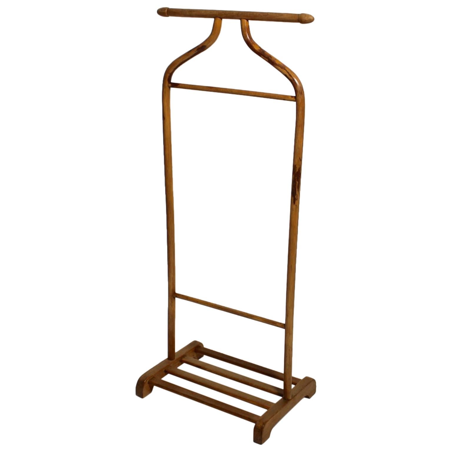 Perchero o valet vintage Art Déco de haya marrón de Thonet Austria, hacia 1920