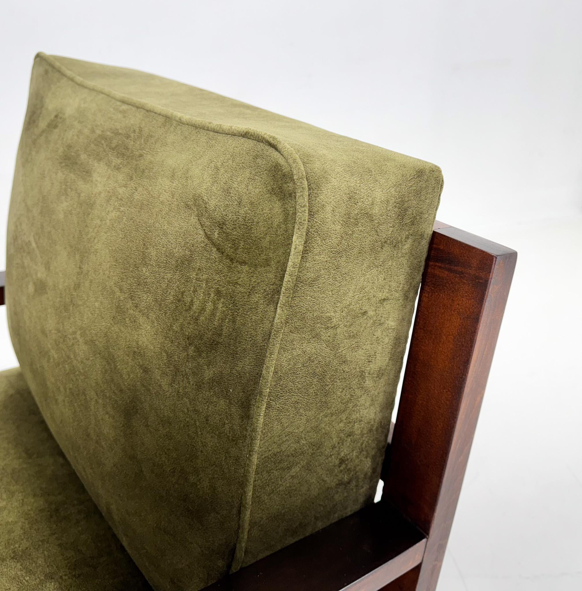 20th Century Art Deco Beech Wood Armchair, 1930's, Newly Upholstered For Sale
