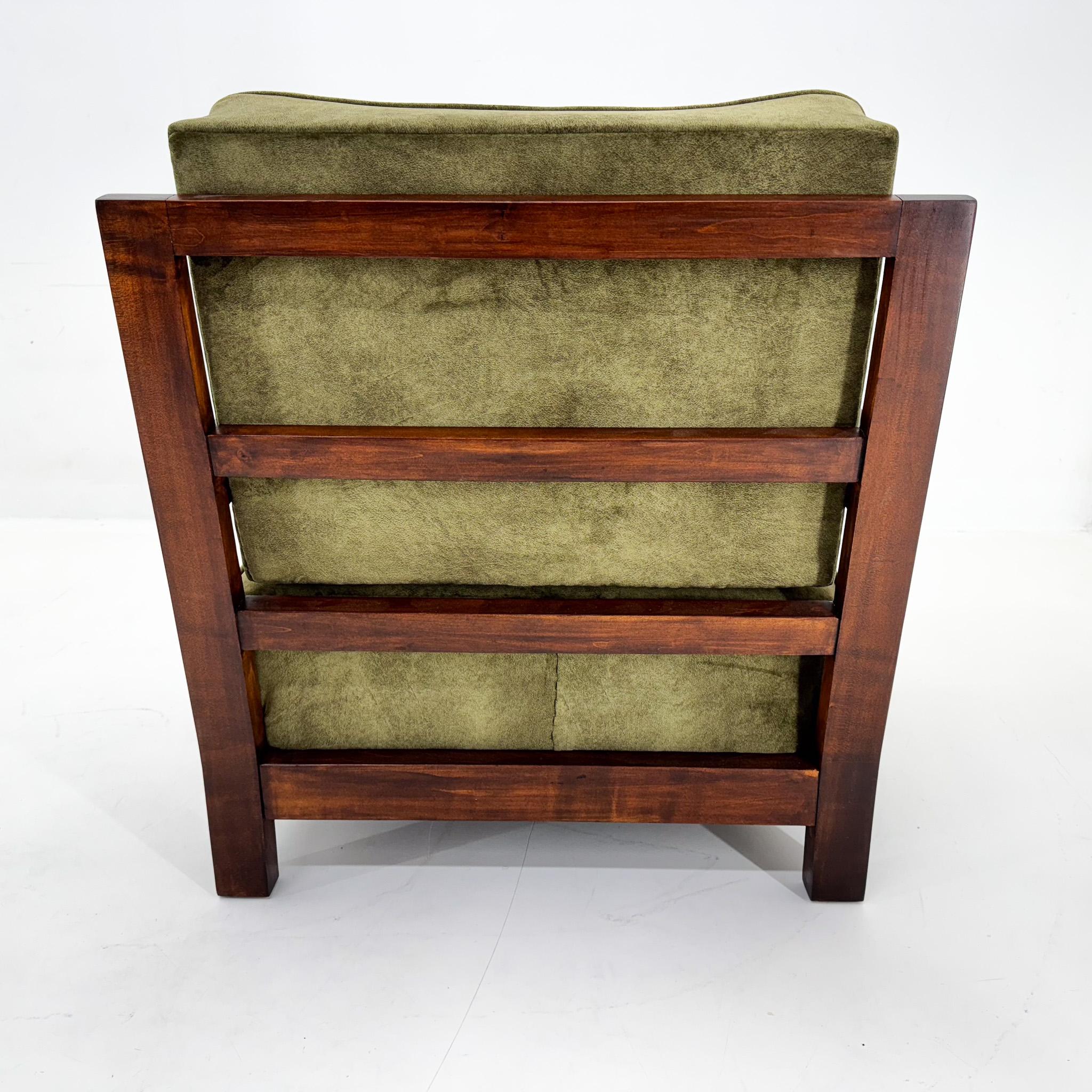 Art Deco Beech Wood Armchair, 1930's, Newly Upholstered For Sale 2