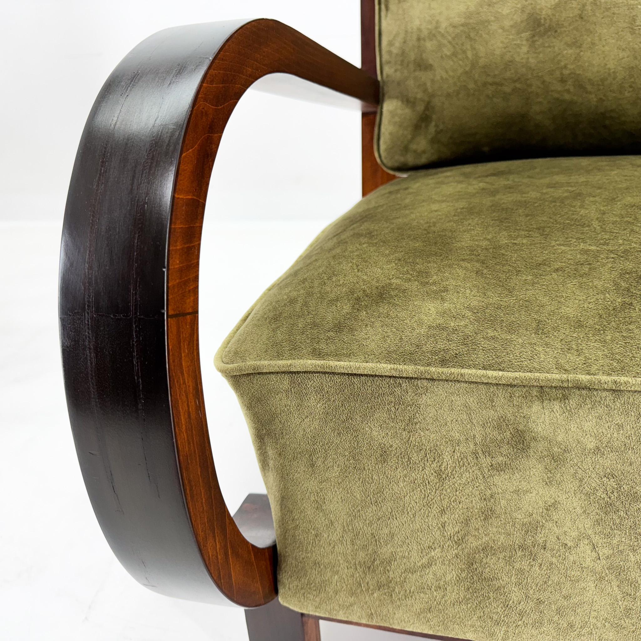 Art Deco Beech Wood Armchair, 1930's, Newly Upholstered For Sale 3