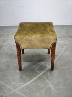 Art Deco Beech Wood Stool, Czechoslovakia, 1930s