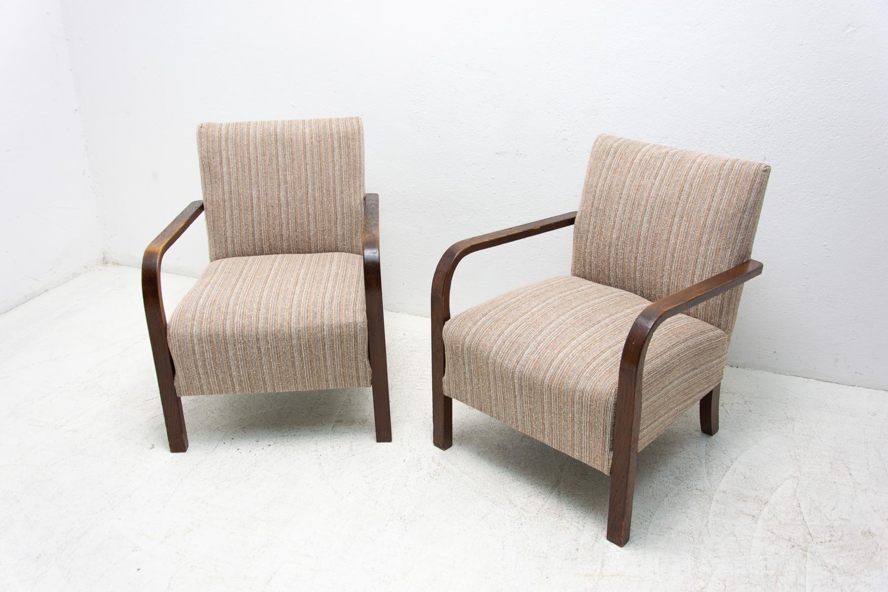 Czech  ART DECO beechwood armchairs, 1930´s, Bohemia, set of 2