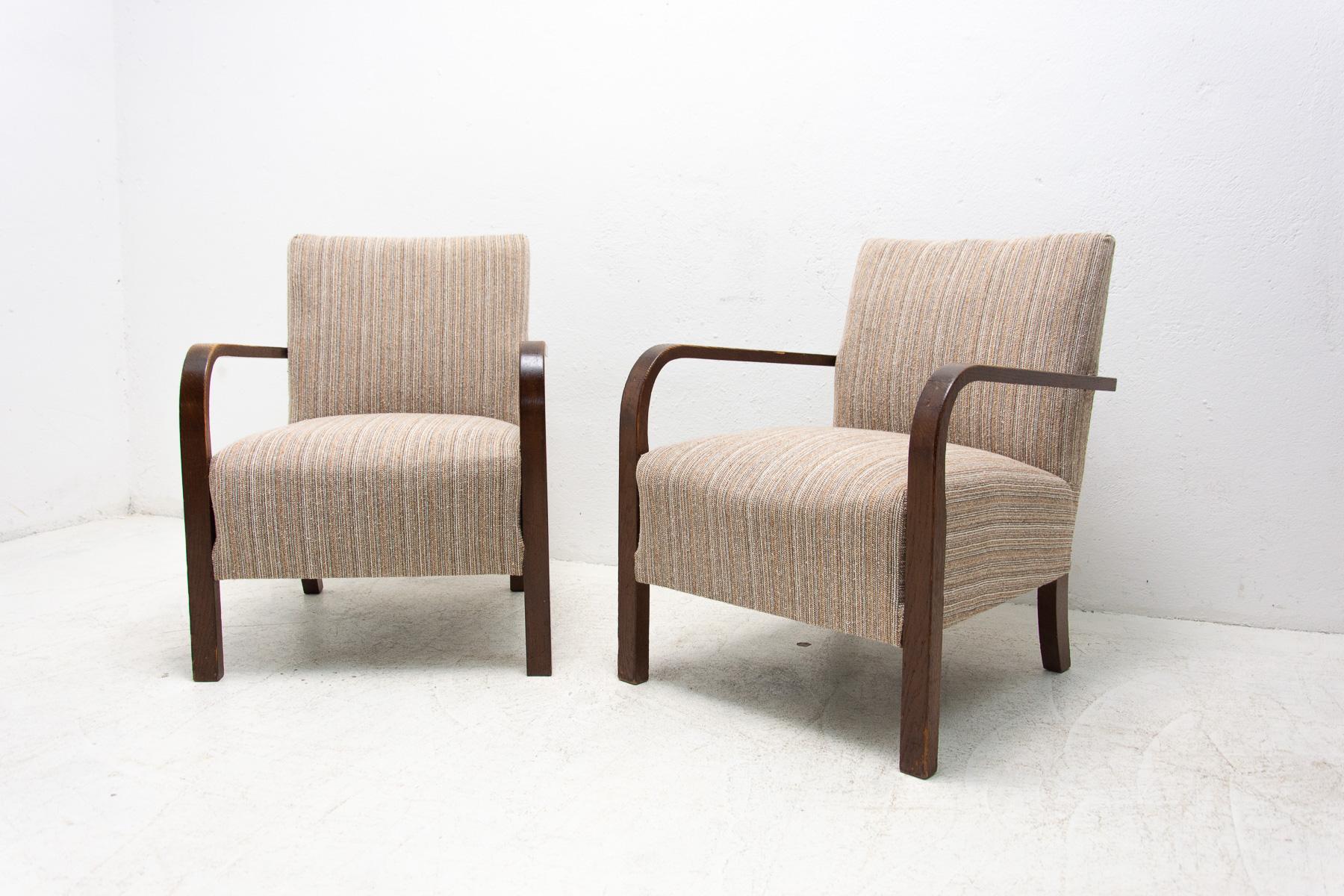  ART DECO beechwood armchairs, 1930´s, Bohemia, set of 2 In Good Condition In Prague 8, CZ