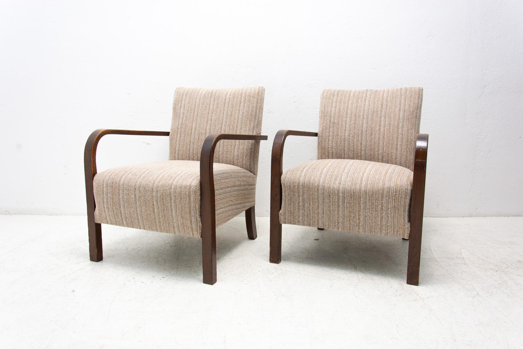 20th Century  ART DECO beechwood armchairs, 1930´s, Bohemia, set of 2