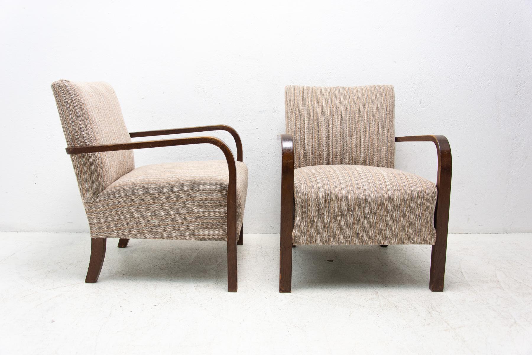  ART DECO beechwood armchairs, 1930´s, Bohemia, set of 2 1