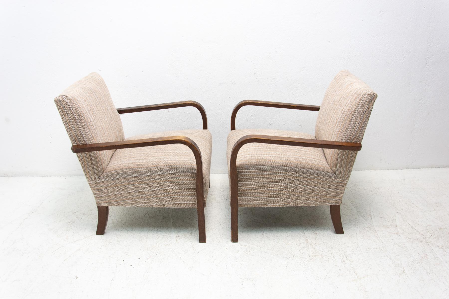  ART DECO beechwood armchairs, 1930´s, Bohemia, set of 2 2