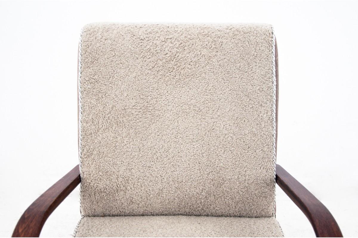 Tchèque Fauteuil Art Déco beige bouclé, République tchèque en vente