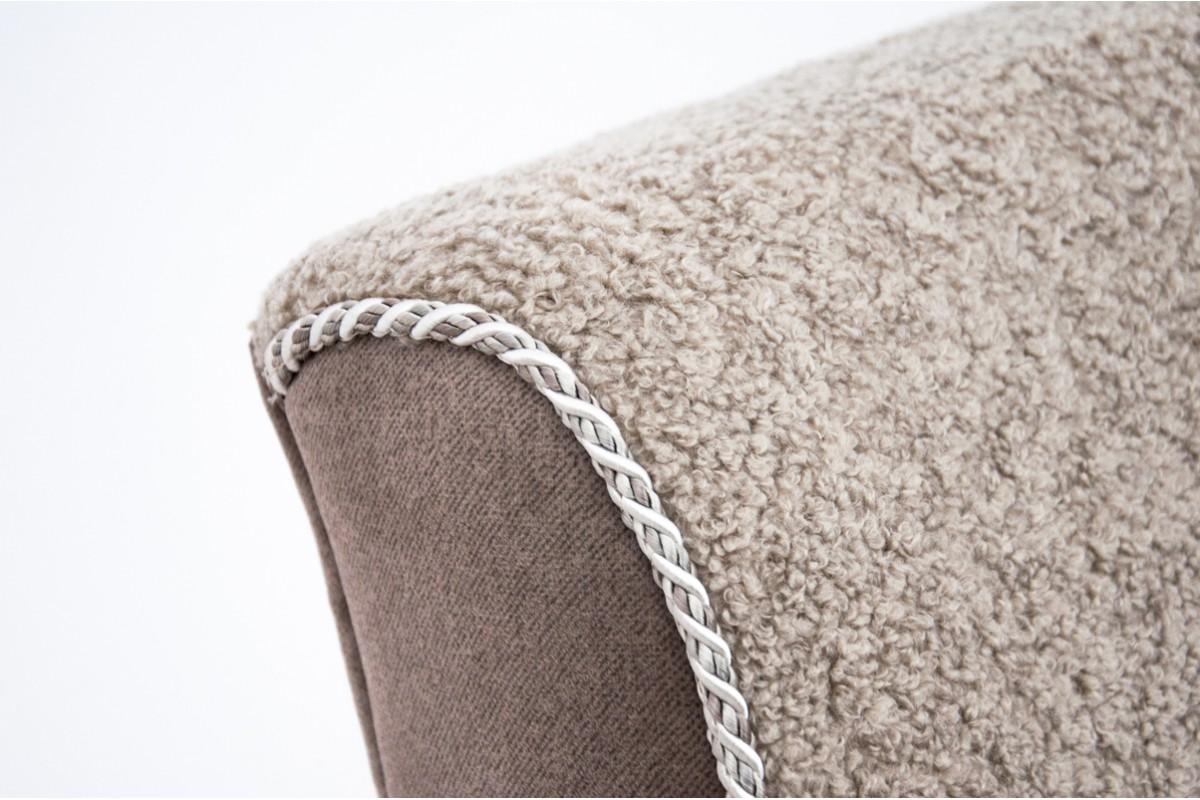 Fauteuil Art Déco beige bouclé, République tchèque Bon état - En vente à Chorzów, PL