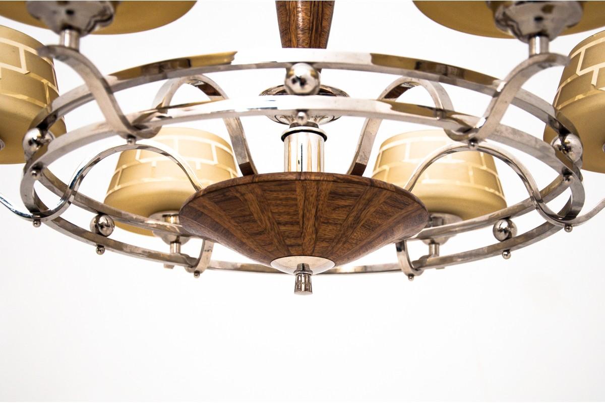 Glass Art Deco Beige Chandelier Ceiling Lamp