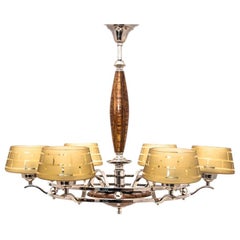 Vintage Art Deco Beige Chandelier Ceiling Lamp