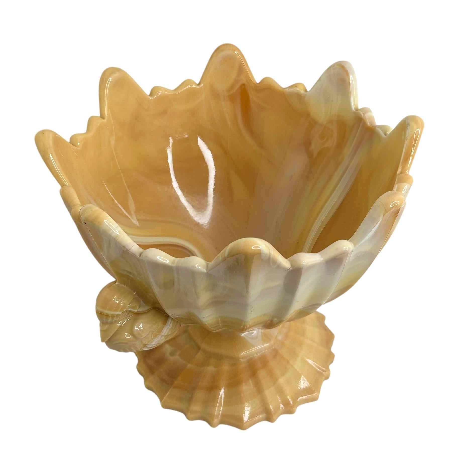 Art Deco Beige Marble Glass Bowl Catchall, European Vintage 1930s For Sale 4
