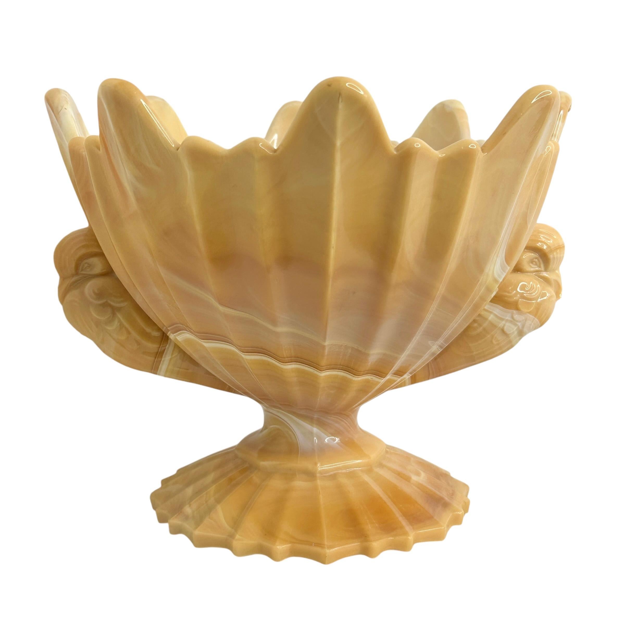 Art Deco Beige Marble Glass Bowl Catchall, European Vintage 1930s In Good Condition For Sale In Nuernberg, DE
