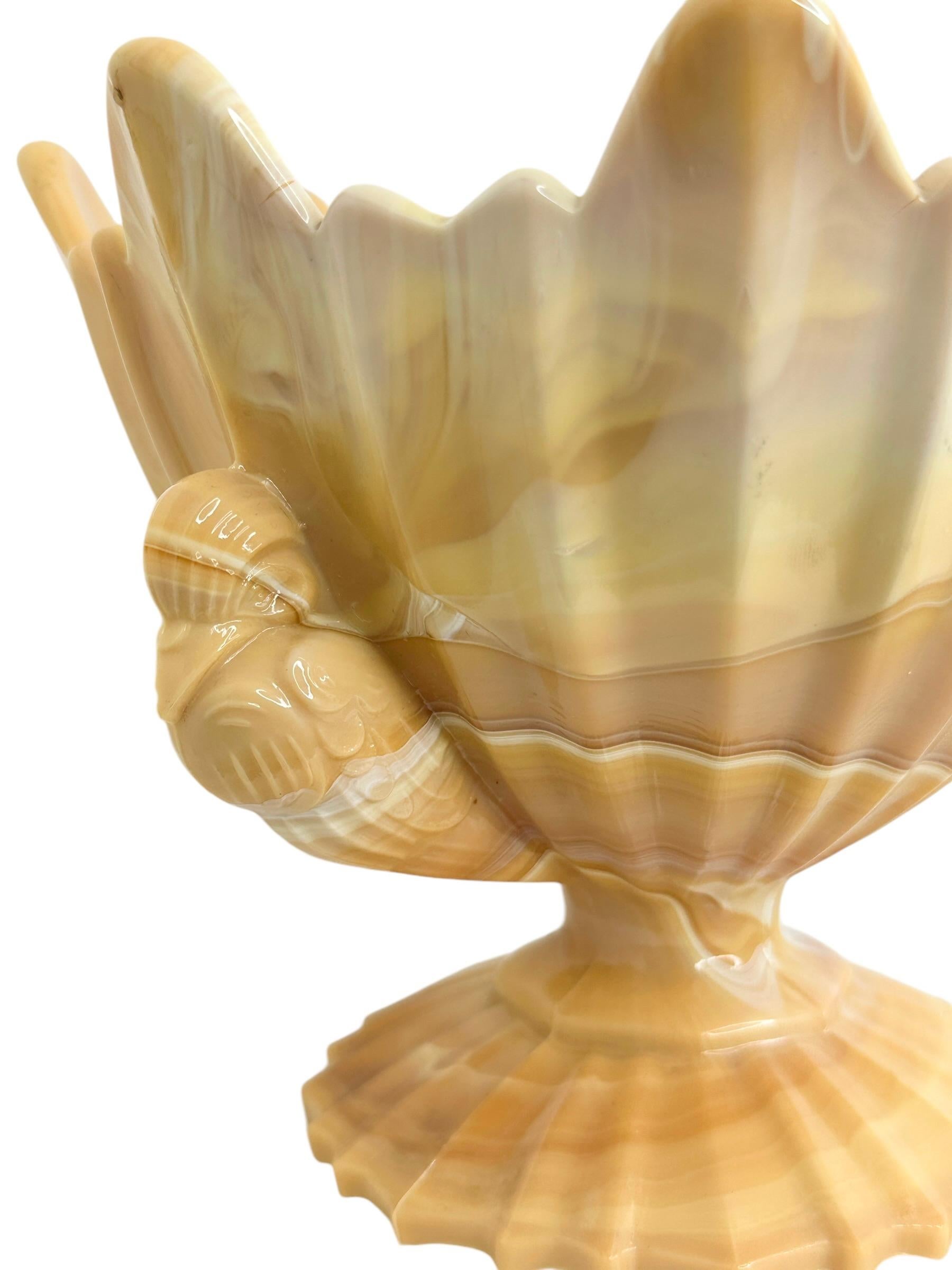 Art Deco Beige Marble Glass Bowl Catchall, European Vintage 1930s For Sale 3