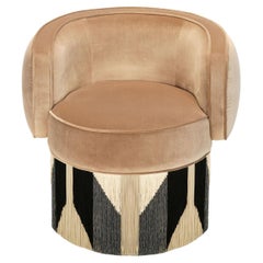 Fauteuil pivotant Art Déco Pirouette en velours beige