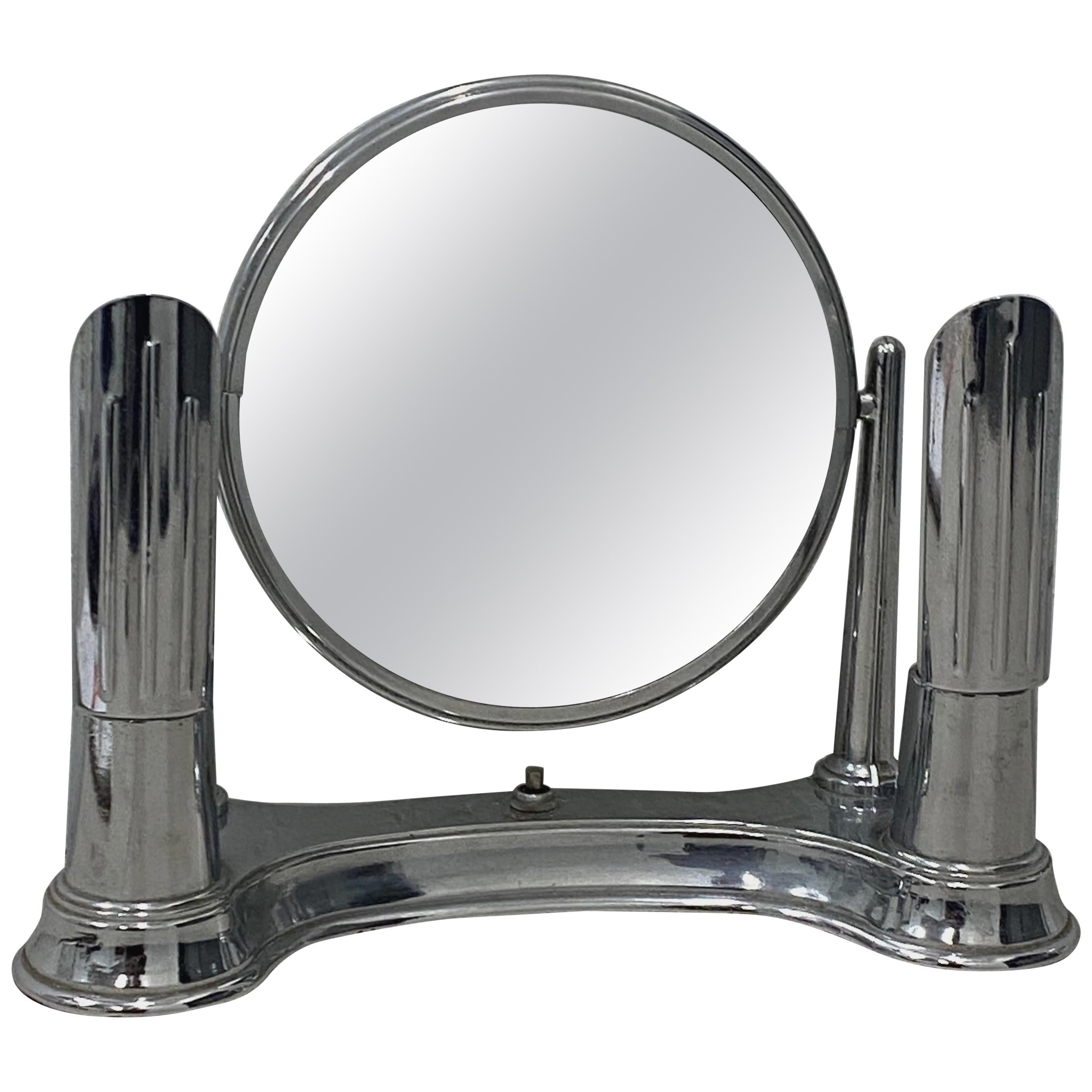 Art Deco "BelAyre" Chrome Plate Vanity Table Top Mirror, circa 1930 at
