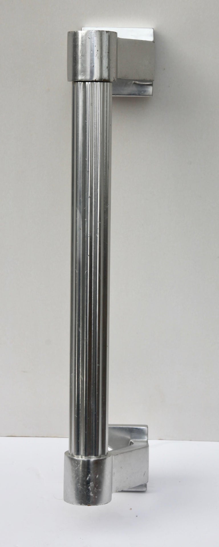 Art Deco 'Belgian' Cast Aluminum Door Pulls/ Handles with Fluted Column Grips For Sale at 1stDibs