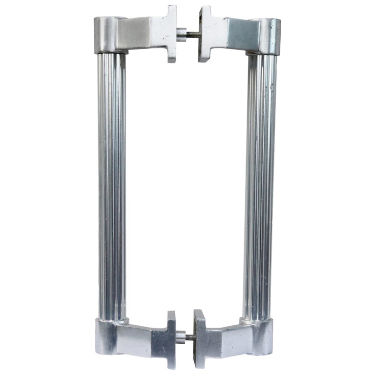 Art Deco 'Belgian' Cast Aluminum Door Pulls/ Handles with Fluted Column