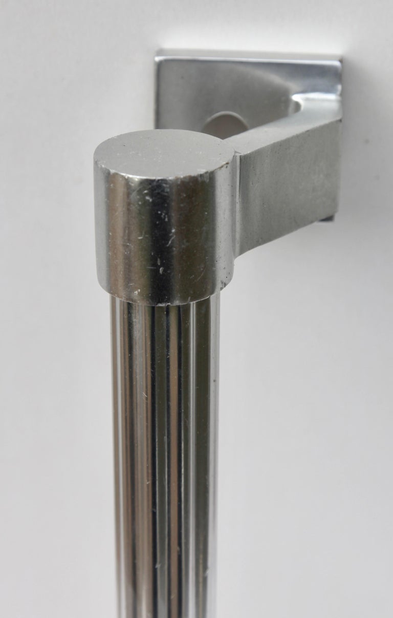 Art Deco 'Belgian' Cast Aluminum Door Pulls/ Handles with Fluted Column