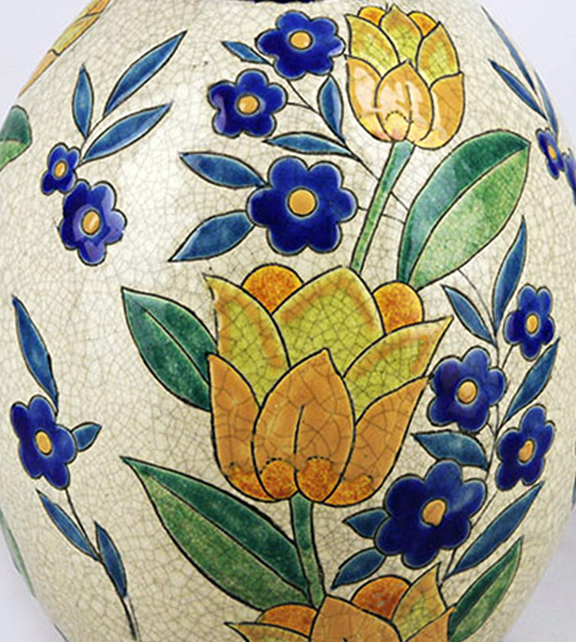 Ceramica Vaso Art Déco belga in ceramica/ceramica simile a Charles Catteau for Boch Freres in vendita